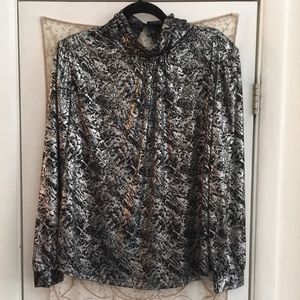 NWOT Black & Silver cowlneck glittery long sleeve